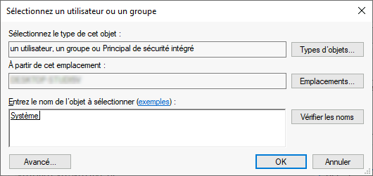 Windows Sélectionnez un utilisateur : Système
