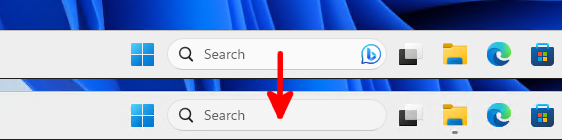 barre de recherche Windows 11 avant et après la suppression de bing