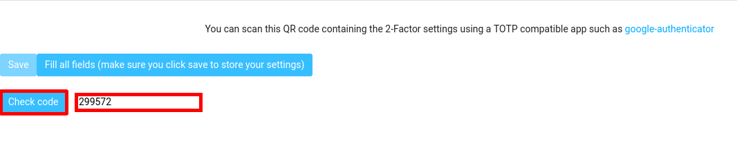 Test du code à usage unique dans le plugin 2FA roundcube