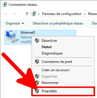 Windows | Propriétés carte réseau.