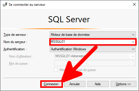 MSSQL Management Studio | Se connecter au serveur.