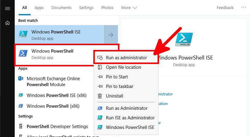 Windows 10 | PowerShell lancer une console en mode administrateur.