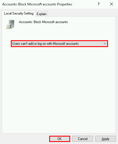 Disable Microsoft Account with GPO