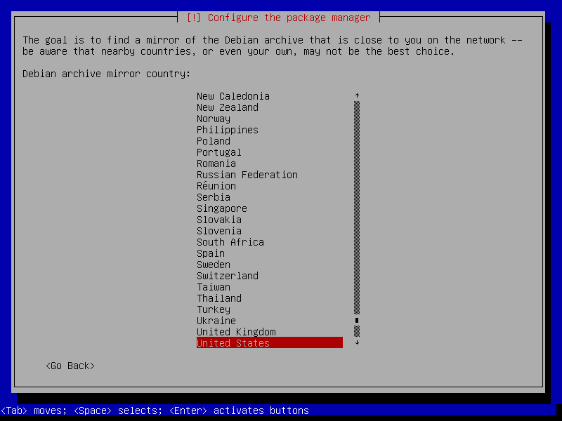 debian netinstall configure package manager