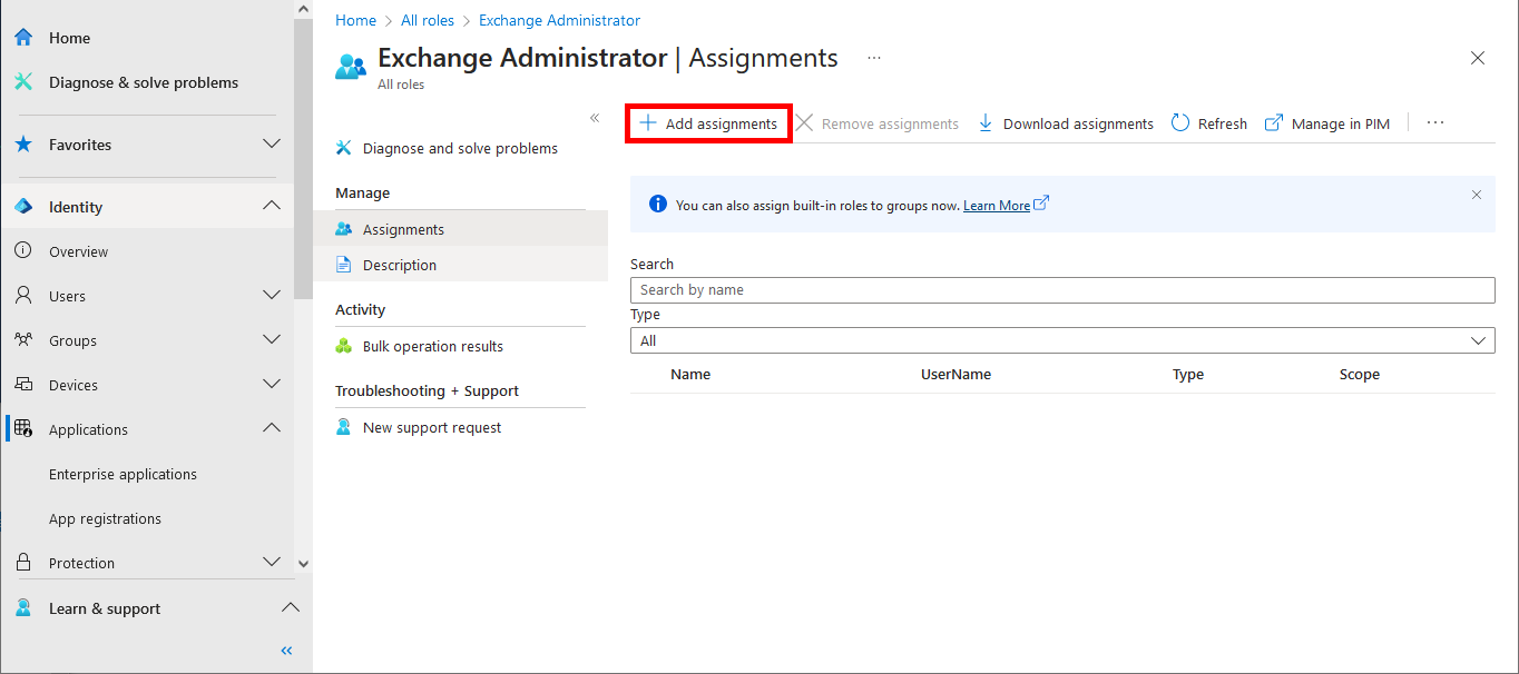 microsoft entra exchange administrator role editor
