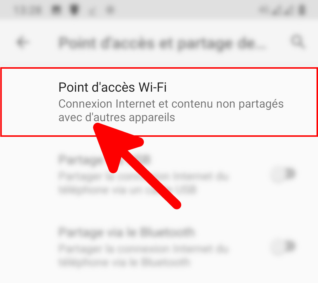 Android menu Pont d'accès Wi-Fi