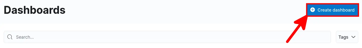 Interface de Kibana affichant le bouton pour créer un nouveau tableau de bord