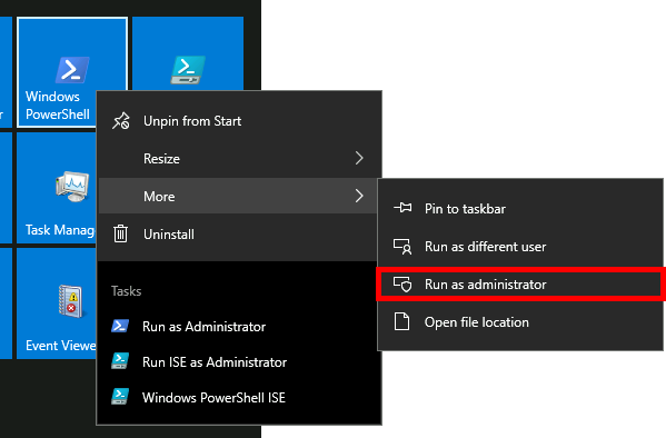 Windows | Ouvrir PowerShell avec les droits administrateur