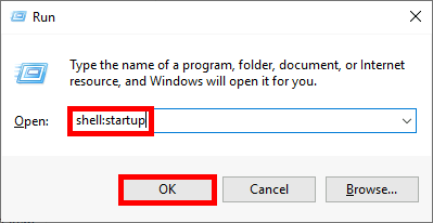 Windows 10 exécuter shell:startup