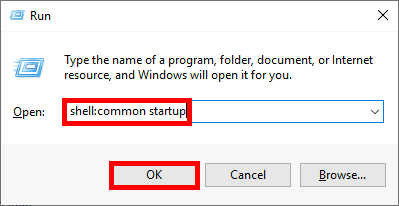 Windows 10 exécuter shell:startup common