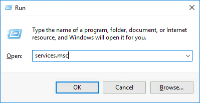 Windows exÃ©cuter, services.msc