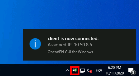 Windows 10, OpenVPN, pop up de connexion .