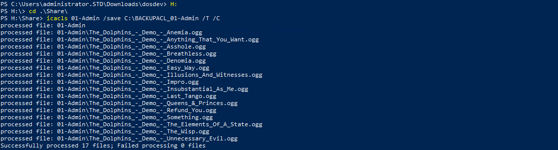 PowerShell | icacls save ACLs