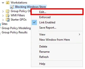Editing a GPO in Group Policy Management Console