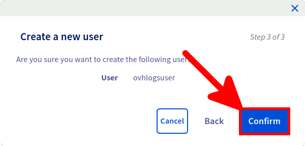 OVH | Create a new user step 3