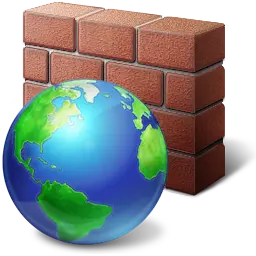 Windows Firewall logo showing a globe protected by a brick wall